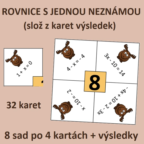 Rovnice s jednou neznámou (slož z karet výsledek)