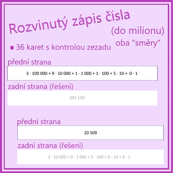Rozvinutý zápis čísla (do milionu)