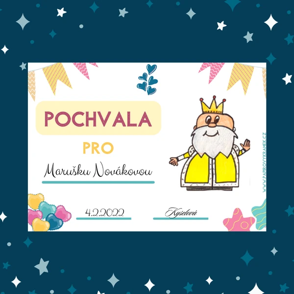 Pochvalný list - Král