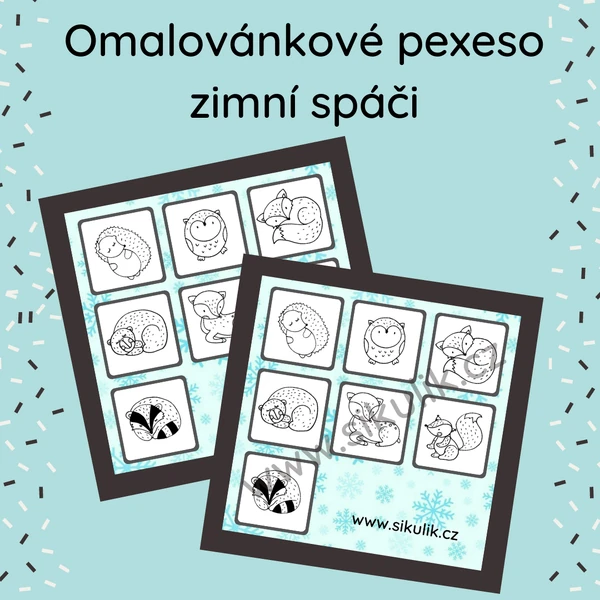 Omalovánkové pexeso Zimní spáči