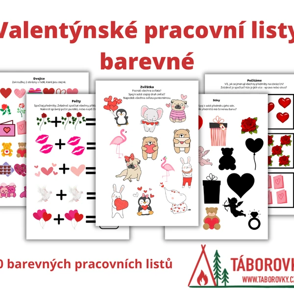 Valentýnské pracovní listy barevné