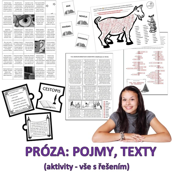 PRÓZA - pojmy a texty (vše s ŘEŠENÍM)