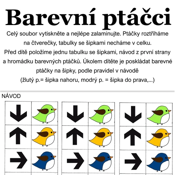 Barevní ptáčci - zrakovka