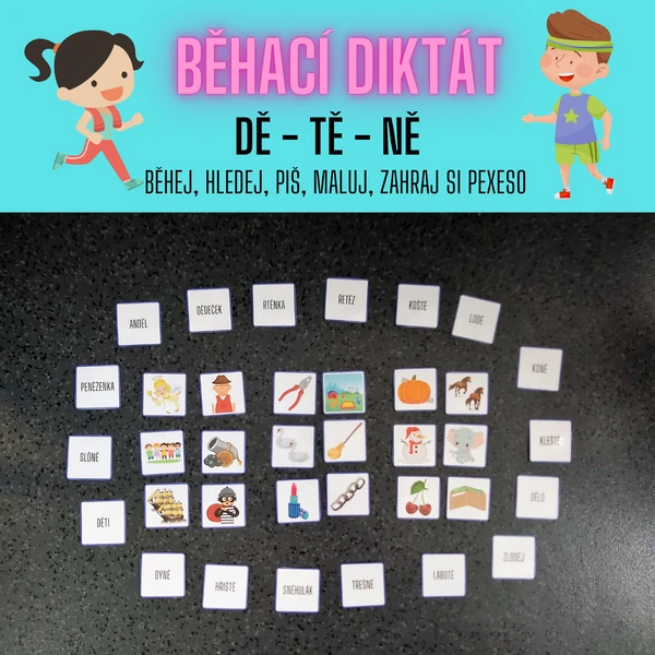 Běhací diktát - dě, tě, ně