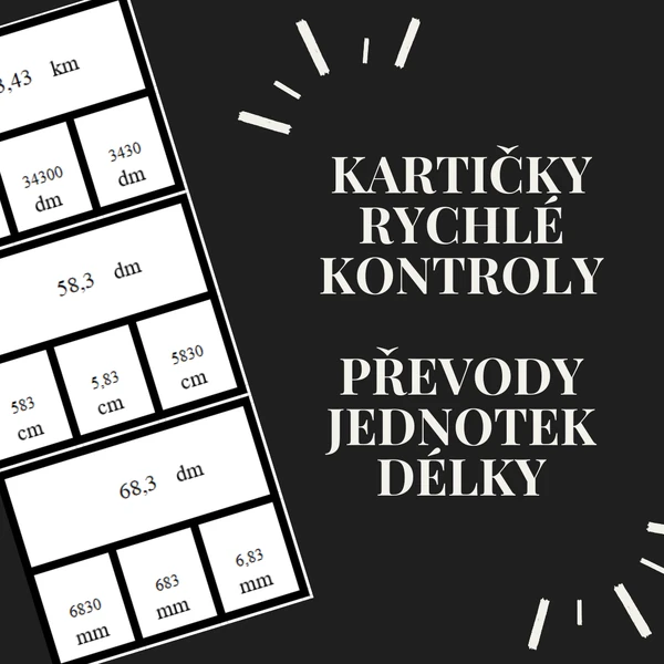 Kartičky rychlé kontroly - převody jednotek délky