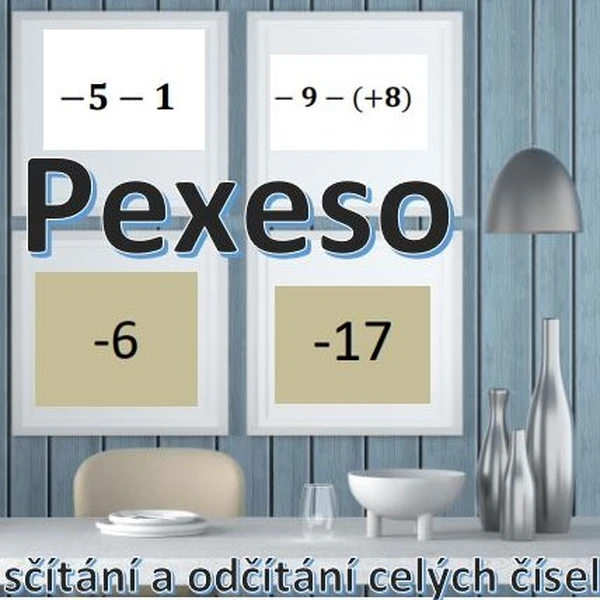 Celá čísla - sčítání a odčítání - pexeso