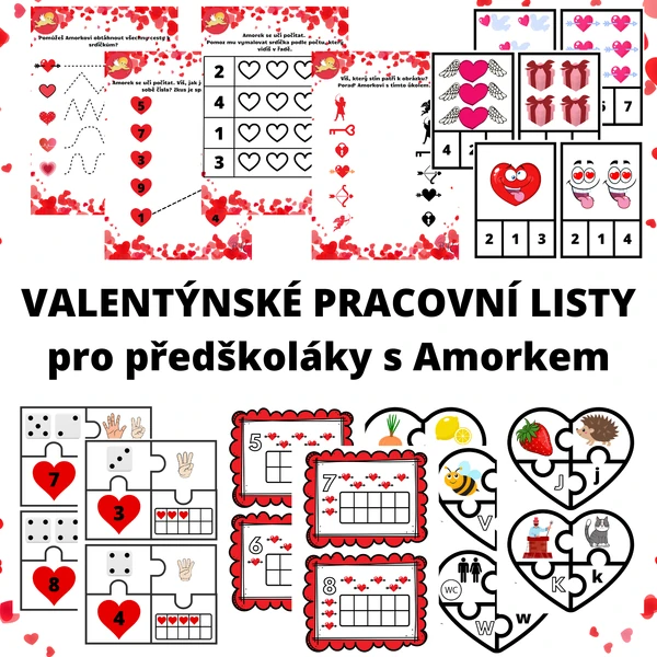 Valentýnský pracovní list s Amorkem