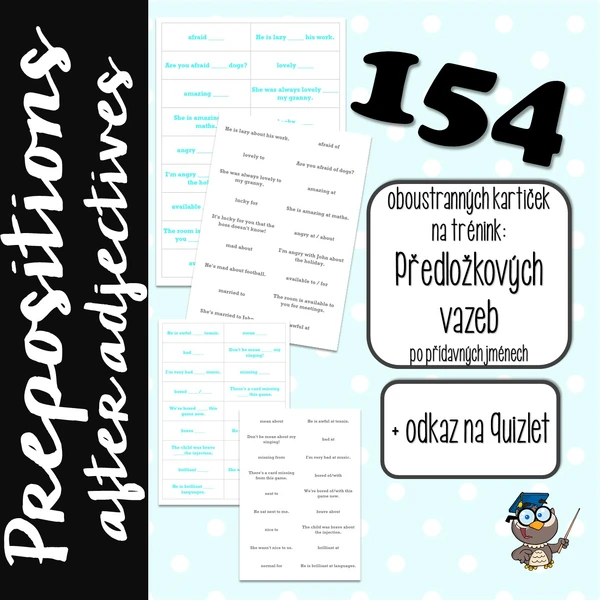 Prepositions after Adjectives - Předložkové vazby s přídavnými jmény