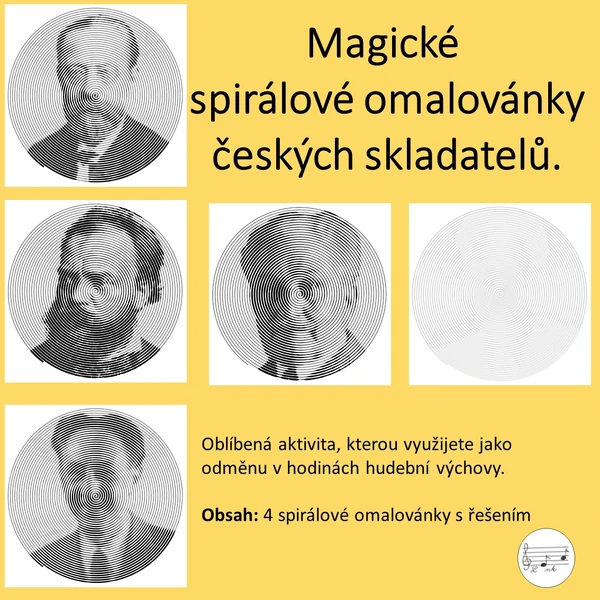 Magické spirálové omalovánky hudebních skladatelů