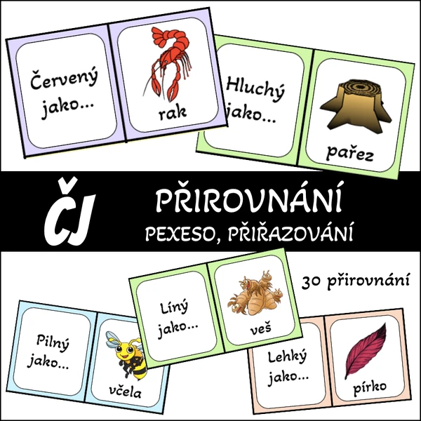 Přirovnání - pexeso, přiřazování