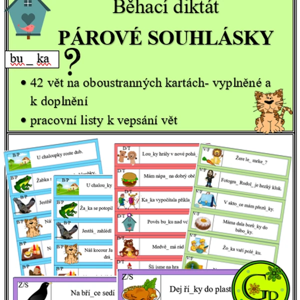 Běhací diktát - PÁROVÉ SOUHLÁSKY