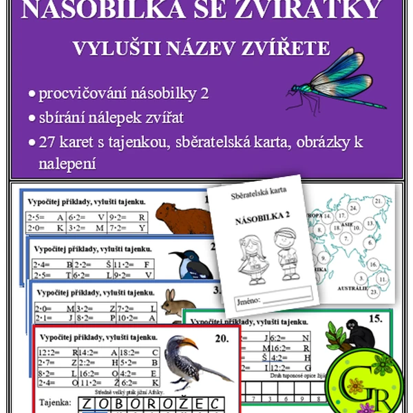Násobilka se zvířátky- vylušti název zvířete