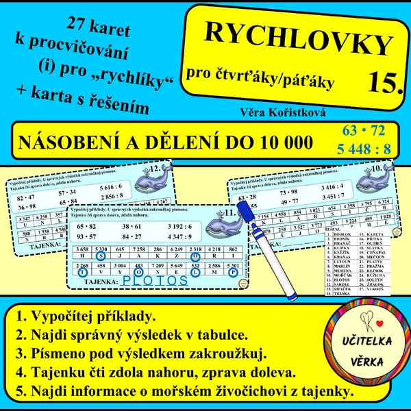 RYCHLOVKY 15 - násobení a dělení do 10 000