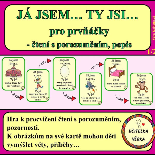 JÁ JSEM...TY JSI... čtení s porozuměním pro prvňáčky