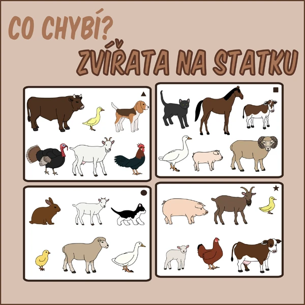 Zvířata na statku - Co chybí?