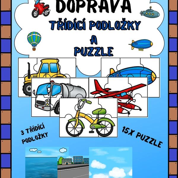 DOPRAVA - TŘÍDÍCÍ PODLOŽKY A PUZZLE