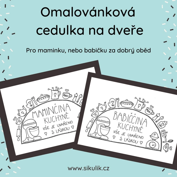 Omalovánková  cedulka na dveře Maminčina a babiččcina kuchyně