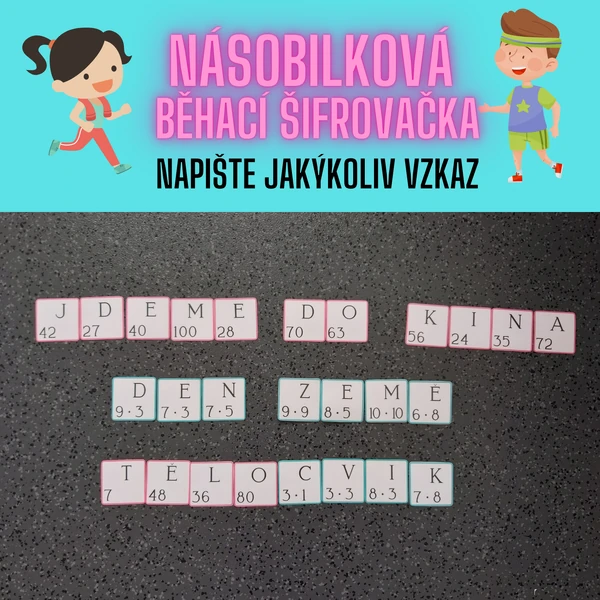 Násobilková běhací šifrovačka - napište jakýkoliv vzkaz