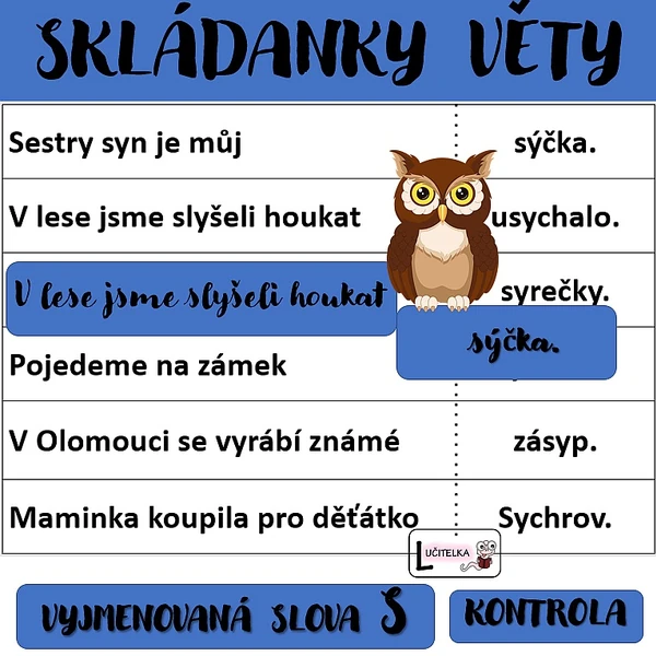 Skládanky - věty na vyjmenovaná slova po S