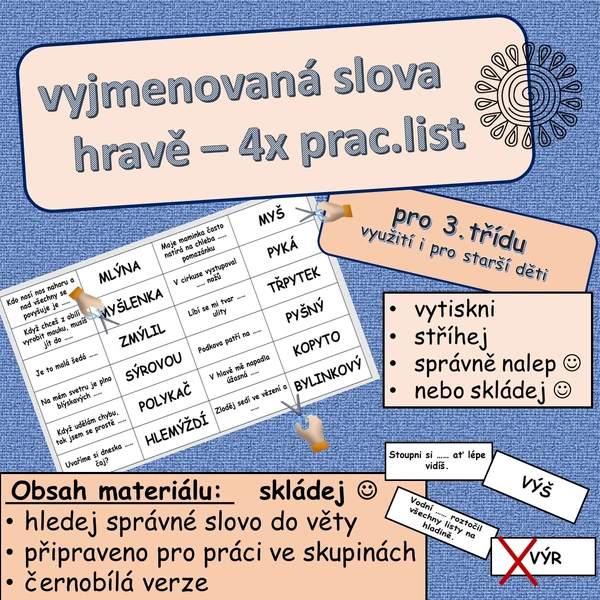 Vyjmenovaná slova hravě - najdi správné slovo