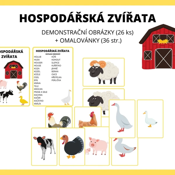 Hospodářská zvířata obrázky a omalovánky
