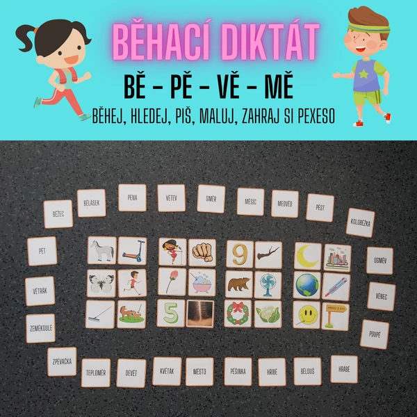 Běhací diktát - bě, pě, vě, mě