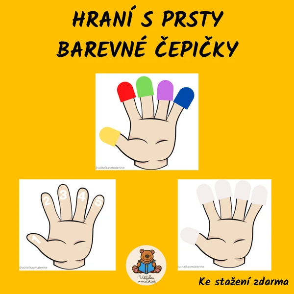 Hra s prsty - barevné čepičky