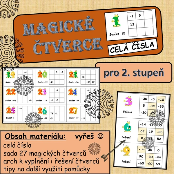 Magické čtverce - celá čísla