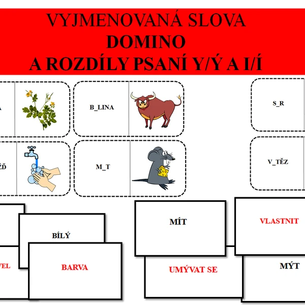 Vyjmenovaná slova DOMINO + rozdíly v psaní i, í, y, ý