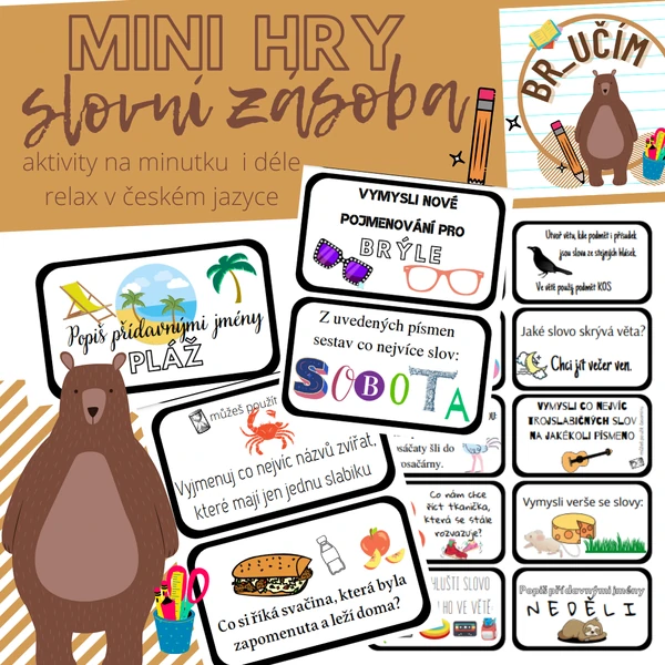 SLOVNÍ ZÁSOBA- kartičky s úkoly 