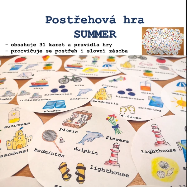Postřehová hra - Summer (6 na kartě)