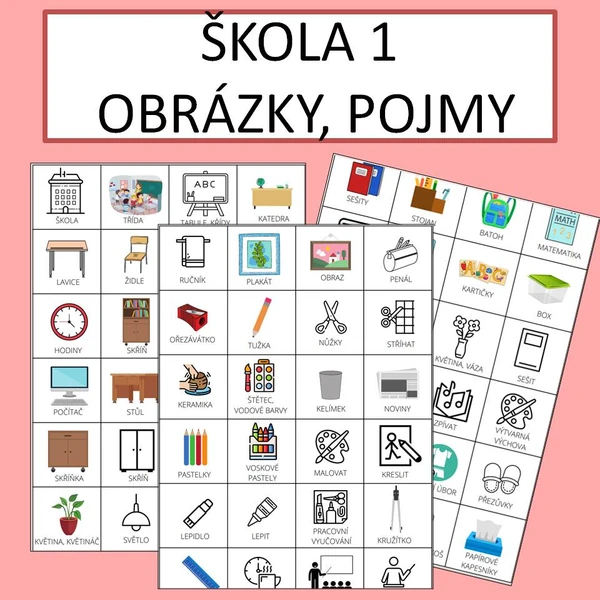 ŠKOLA 1 - obrázky, pojmy