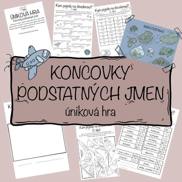  Koncovky podstatných jmen - úniková hra