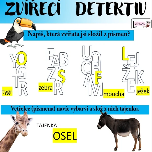 Zvířecí detektiv  - hra s písmeny 