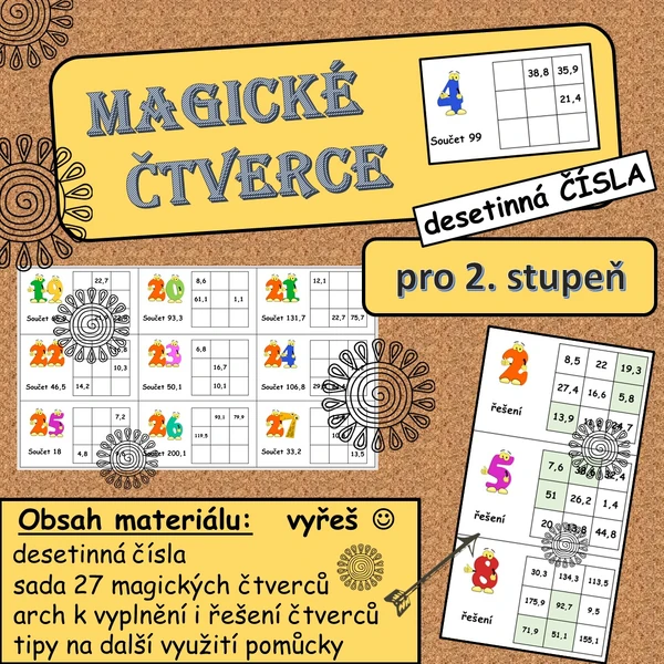 Magické čtverce - desetinná čísla