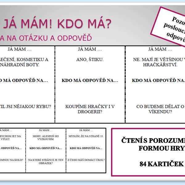Já mám! Kdo má? Otázky a odpovědi. 