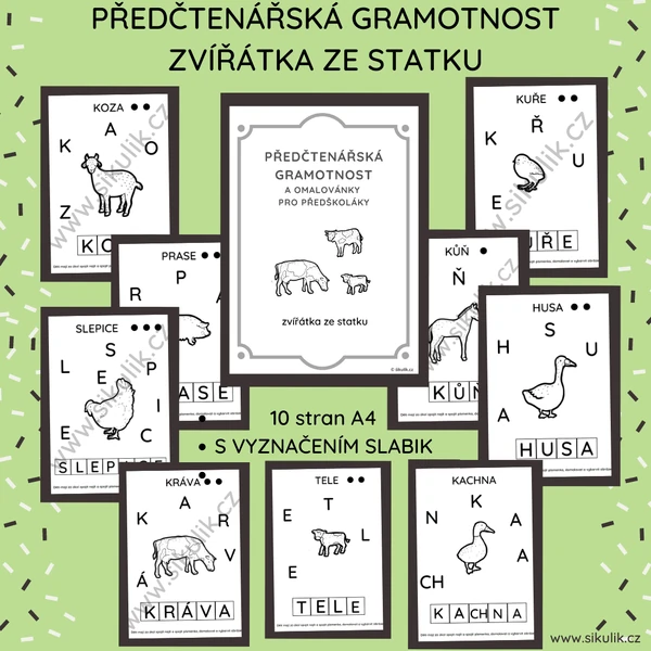 Předčtenářská Gramotnost Zvířátka Ze Statku