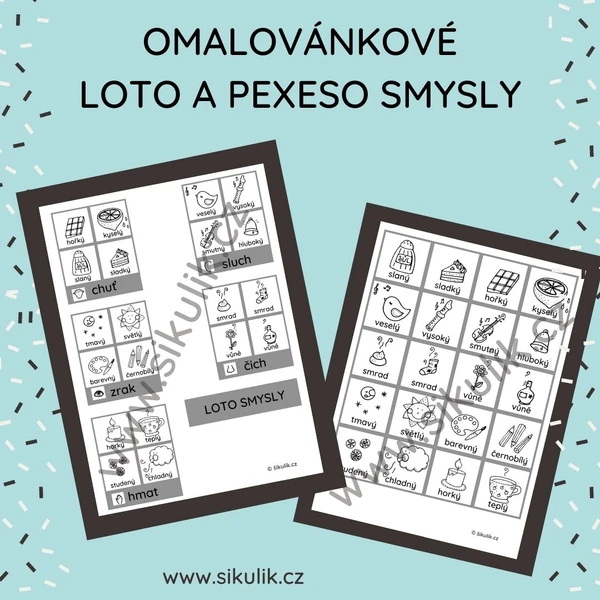 Omalovánkové loto a pexeso smysly