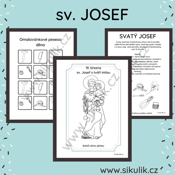  Svatý Josef omalovánka+ pexeso