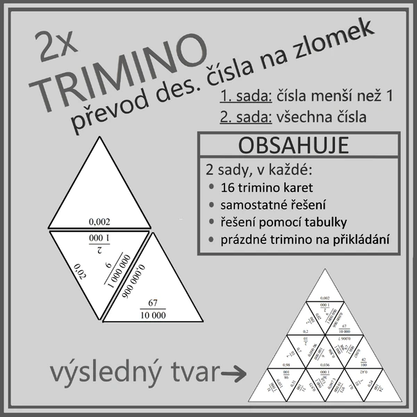 TRIMINO - převod desetinného čísla na zlomek (2x trimino)