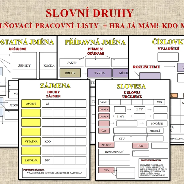 Pracovní listy + hra Já mám! Kdo má?