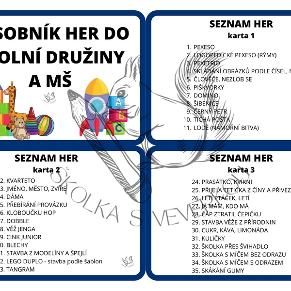 ZÁSOBNÍK HER do školní družiny a MŠ