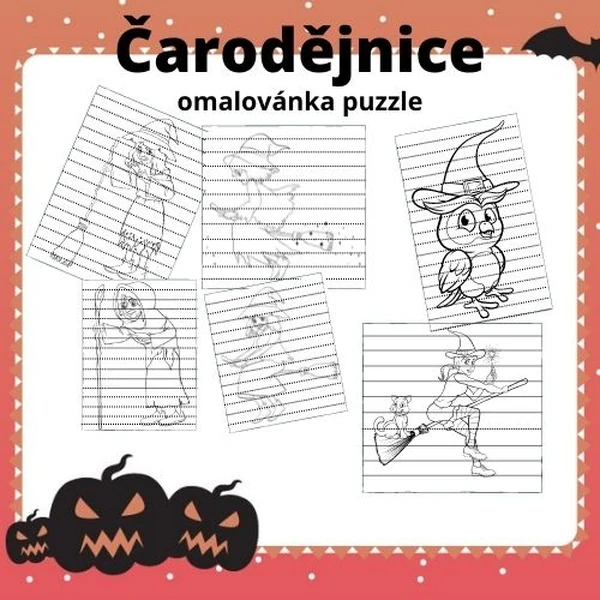 Čarodějnice - omalovánky+puzzle
