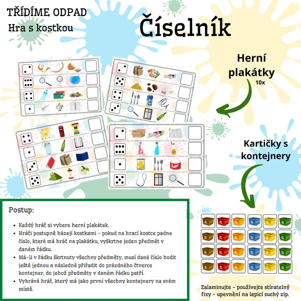 Třídíme odpad: Číselník (Hra s kostkou)