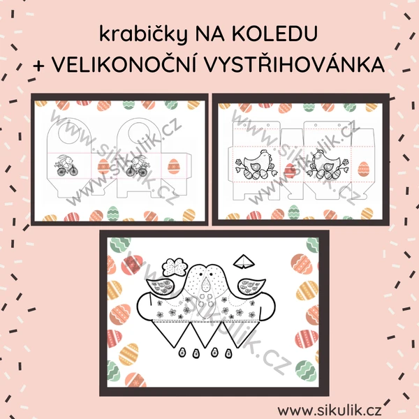 Velikonoční krabičky na koledu + vystřihovánka