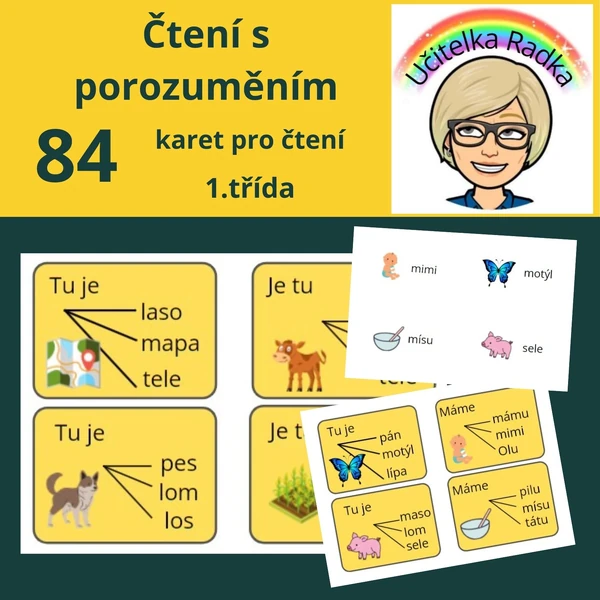 Čtení s porozuměním pro 1. třídu - karty