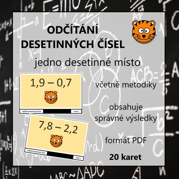 Odčítání desetinných čísel (jedno místo) - karty