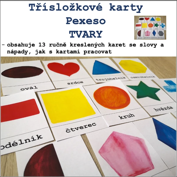 Třísložkové karty, pexeso TVARY