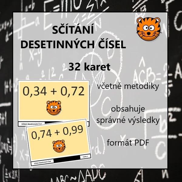 Sčítání desetinných čísel (dvě místa) - karty