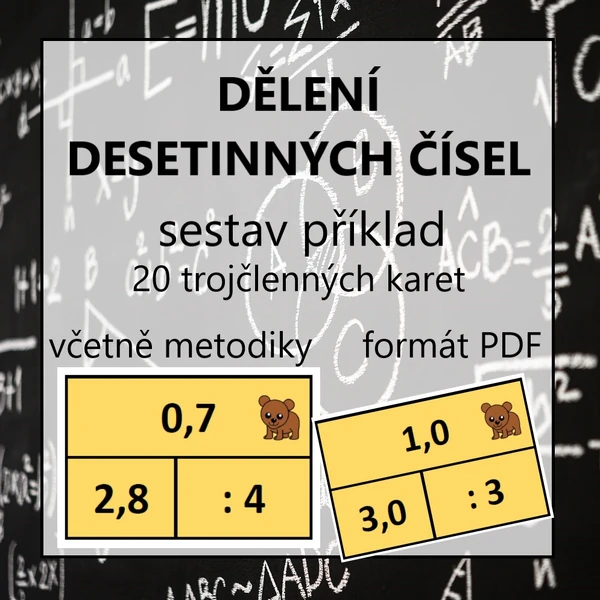 Sestav příklad - DESETINNÁ ČÍSLA - dělení celým číslem